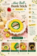 Handcrafted Crochet Hair Ball Bun Stick